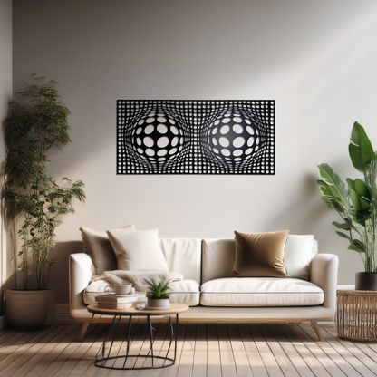 Abstract 3D Sphere Silhouette Wall Art