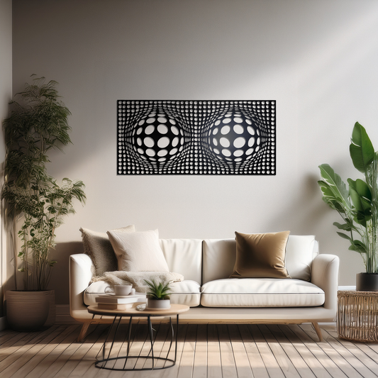 Abstract 3D Sphere Silhouette Wall Art