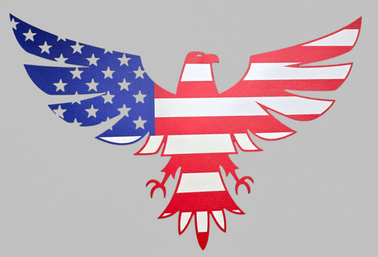 American Flag Eagle Black & Colored Silhouette Metal Sign