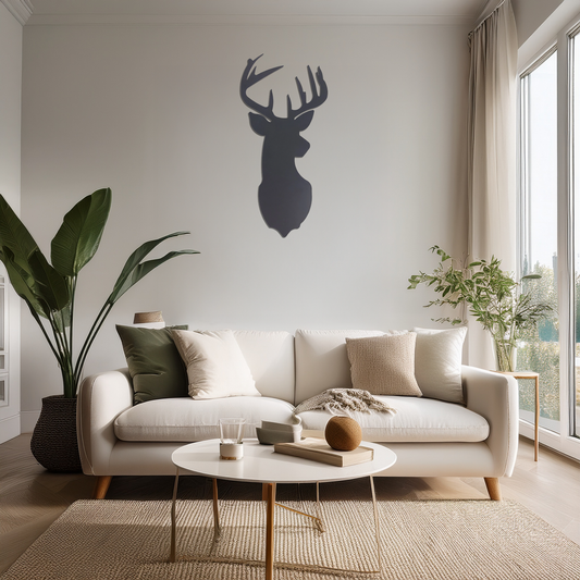 Black Silhoutte Deer Buck Aluminum Sign 12" x 24"