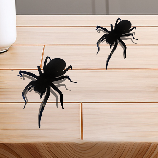 Black Silhouette 3D Spider Halloween Decoration 5.5"W x 5.5"L x1.5"H