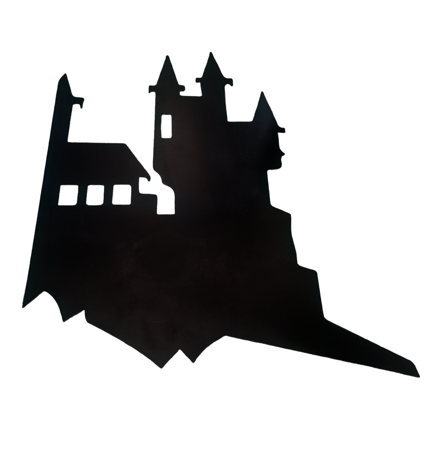 Black Silhouette Haunted House Halloween Metal Sign