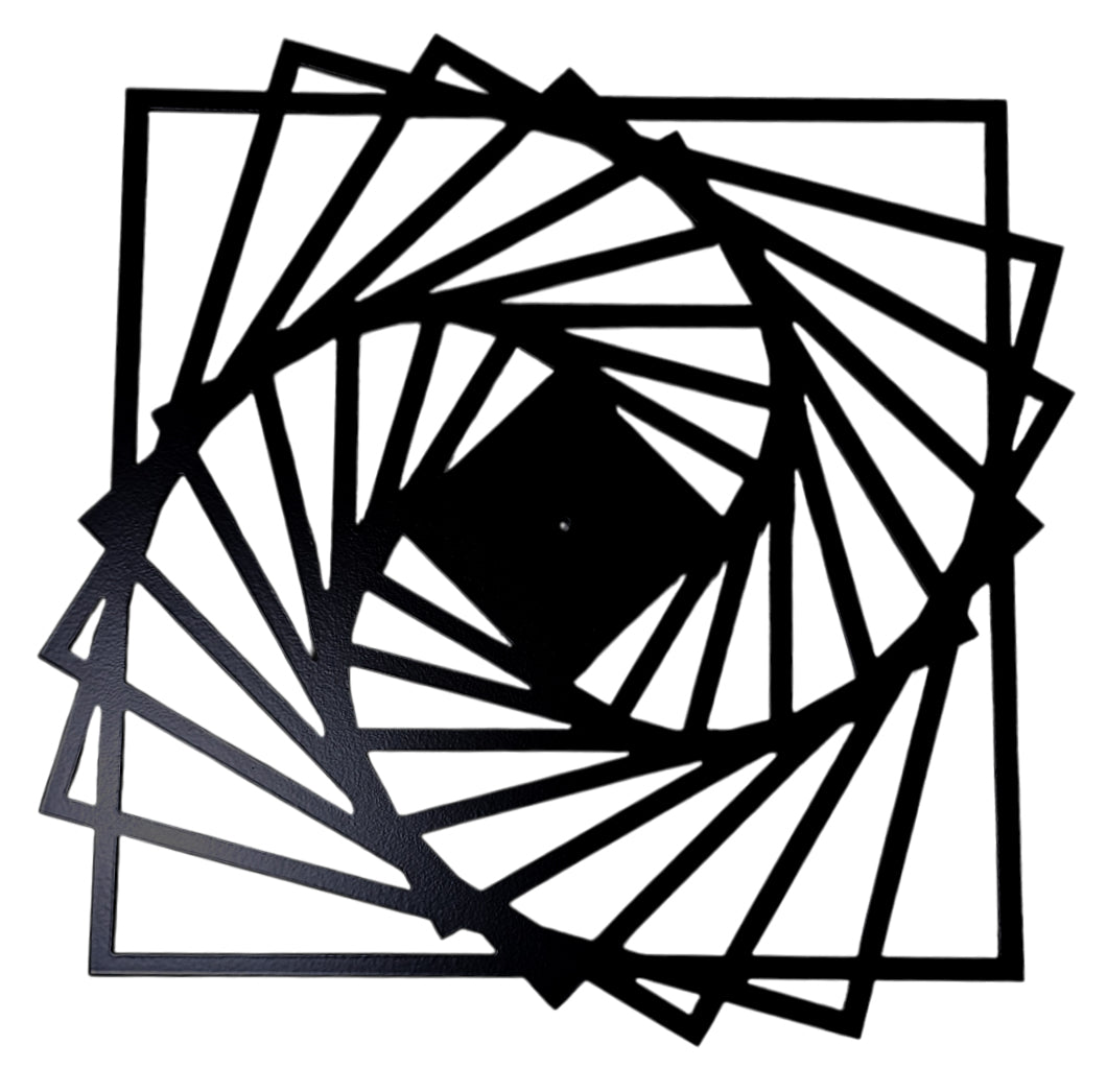 Abstract Spiral Cube Black Silhouette Wall Art